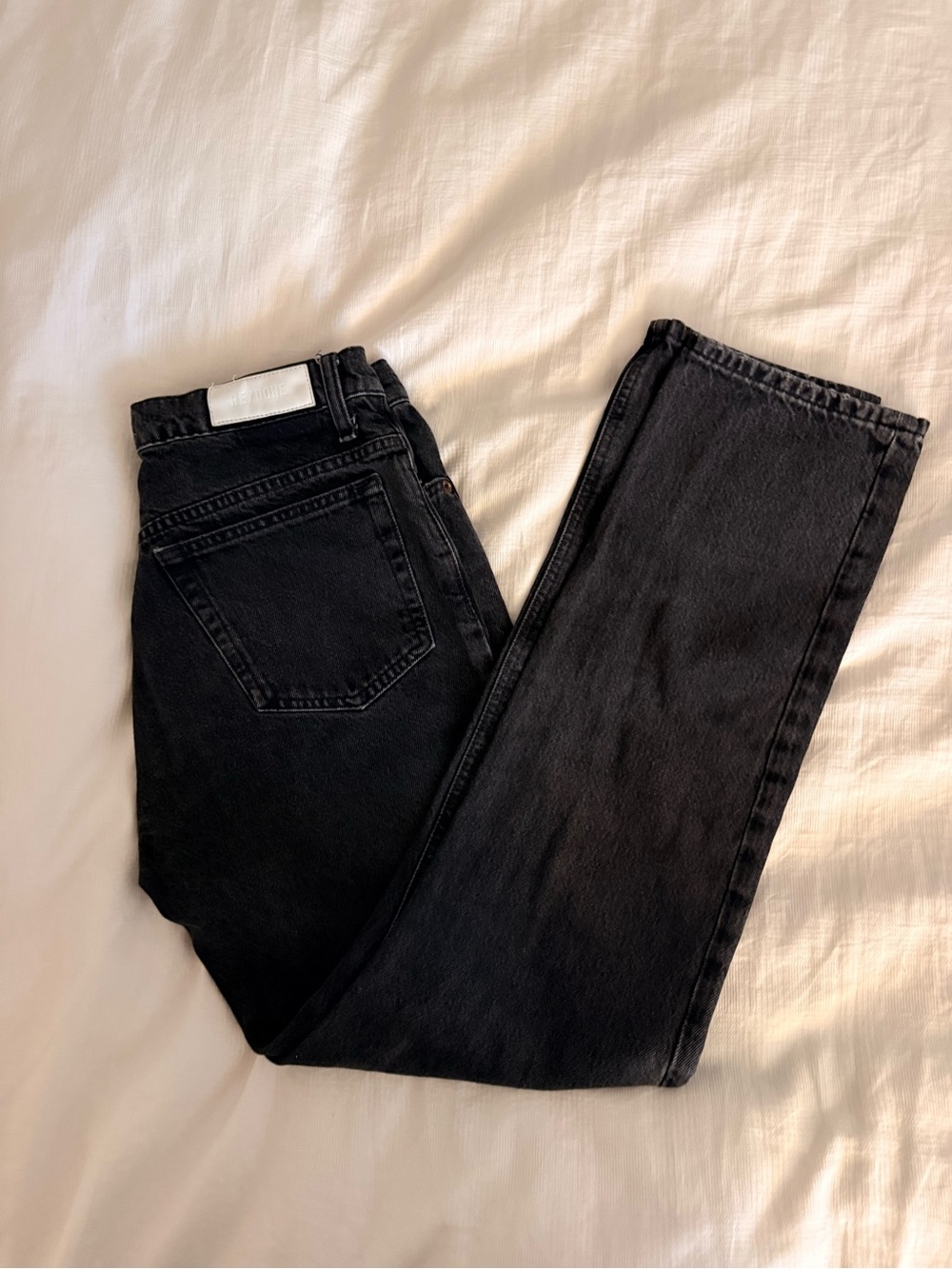 Re-Done Washed Black Classic Straight Denim Jeans